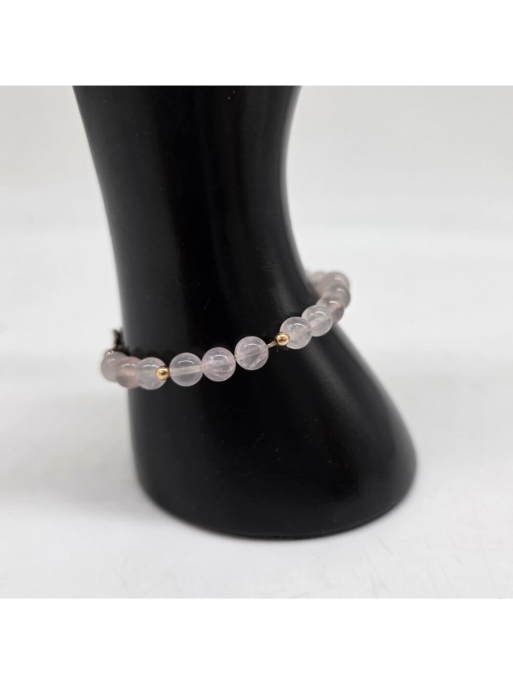 Rose Quartz Bracelet Gold Tone Beads With Lobster Clasp Closure - Picture 3 of 8
